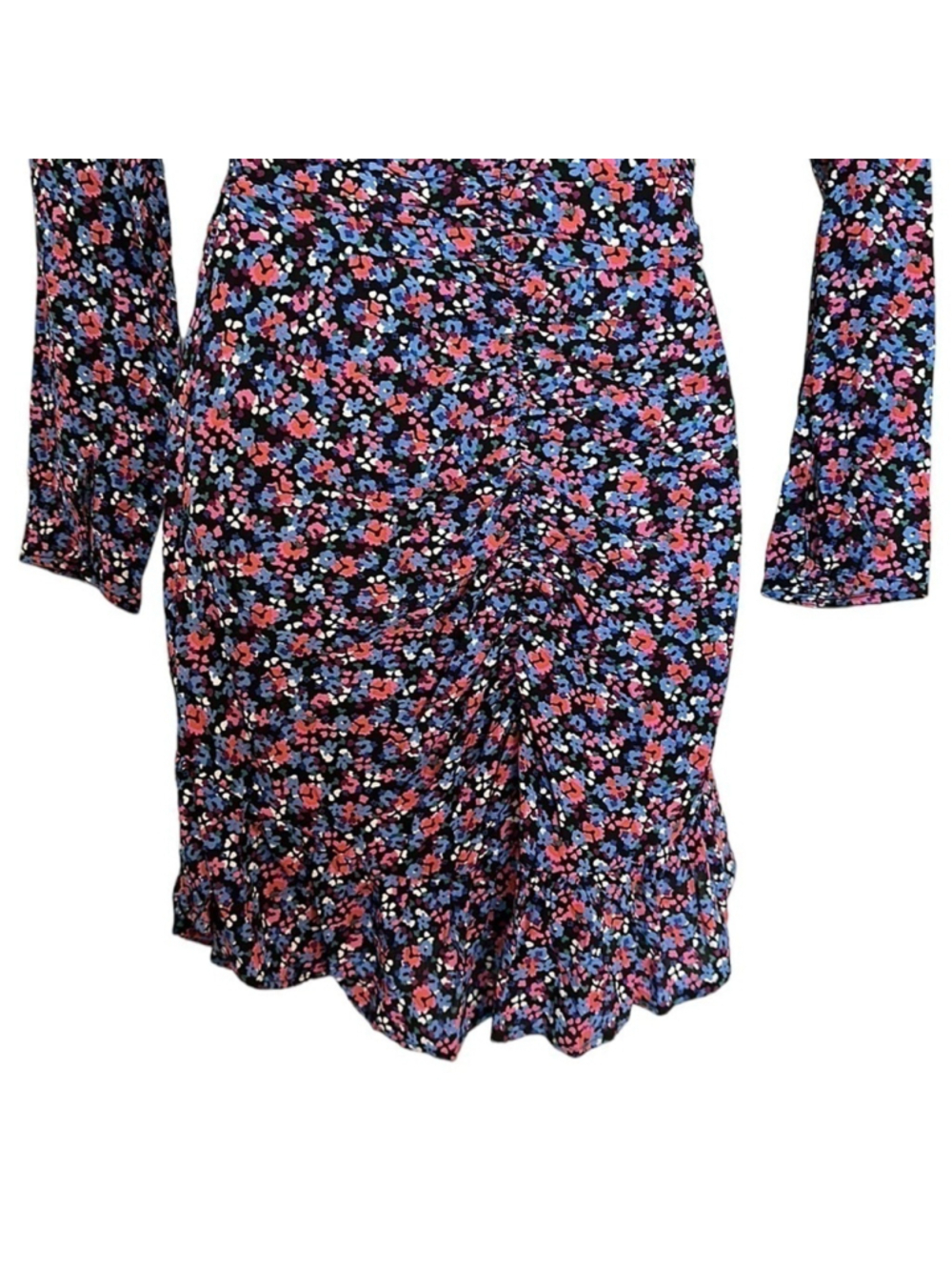 Zara dress ruched button front floral mini dress sz XS NWT - Picture 9 of 11
